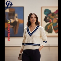 Logotipo Personalizado CP Sports, Sudadera de Lujo de Diseñador, Manga Larga, Acrílico y Lana, a Rayas, Transpirable, Ligera, Duradera, Cómoda, Blanca