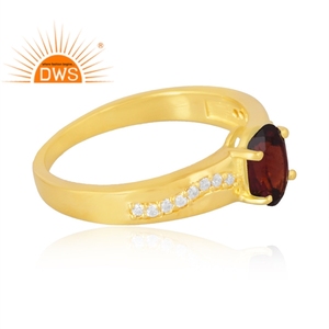 Mejor Venta de plata de ley 925 18K chapado en oro Natural Cz y granate anillo de piedras preciosas Demi fabricante de joyería fina - Product Image 4
