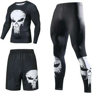Haute qualité 2 pièces/ensemble séchage rapide hommes Rash Guard Muay Thai lutte MMA BJJ combinaison de boxe vêtements de Sport - Product Image 3