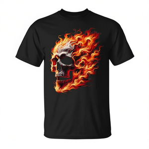 T-shirt promozionale con grafica teschio infuocato - Product Image 2