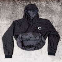 Sweat à capuche tendance noir en tissu Oxford imperméable (Nylon/Acrylique) à séchage rapide, écologique et infroissable pour homme