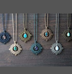 Nueva tendencia impresionante hilo macramé collar Multi piedra preciosa 6x8mm ovalada y forma de pera bisel ajuste joyería para hombres para boda - Product Image 1