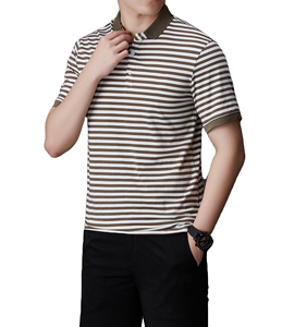 เสื้อโปโลผ้าคอตตอนลายทางผ้าคอตต้อนปักลายอย่างชาญฉลาดสำหรับผู้ชายแฟชั่น2025 - Product Image 1