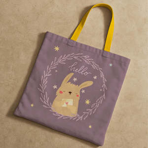 กระเป๋าผ้าแคนวาสลายกระต่ายสไตล์โบฮีเมียนพร้อมซิปปิด - Product Image 3