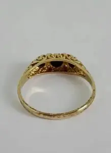 Bague de mariage vintage en moissanite avec diamant noir simulé 2.40Ct rond 14k plaqué or jaune bagues fines - Product Image 6