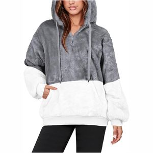 Sweat-shirt à capuche brodé personnalisé pour femmes Tops tricotés lourds avec doublure en polaire Sherpa pour l'hiver ODM/OEM - Product Image 1
