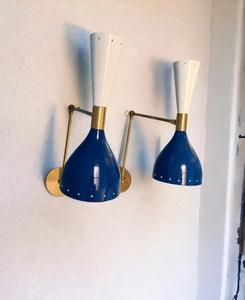 Pair of <b>Wall</b> <b>Sconce</b> <b>Light</b> <b>Wall</b> Fixture Lamps 1950's Mid Century Brass Italian - Product Image 5