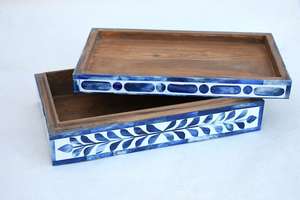 Boîte à bijoux incrustée d'os de mode Design antique maison et hôtel boîte de bague cadeau de fête de mariage décorative en vente - Product Image 3