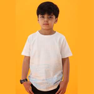 T-shirt tricoté en pur coton, longueur régulière, col rond, demi-manches, bleu, Tie and Dye, 100% - Product Image 1