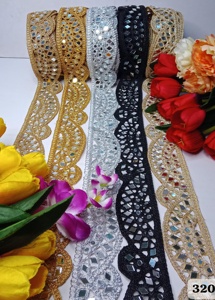 Cordones bordados a máquina hechos a medida en elefante diseñados en varios diseños y colores para vestidos de novia con trabajo de lentejuelas - Product Image 6