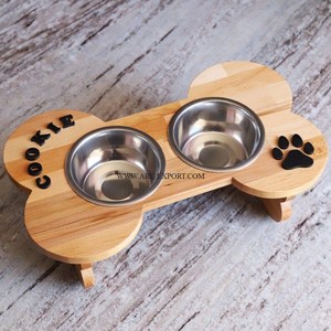 Comedero para Mascotas de Diseño Nuevo y Elegante, Tazón de Comida para Perros Hecho a Mano, Color Marrón Claro, Madera y Acero Inoxidable, Tazón de Comida de Lujo para Perros - Product Image 5