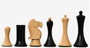 Juego de Ajedrez de Diseño Soviético Moderno de Lujo, Rey de 3.7 Pulgadas en Madera de Boj Ebonizada y Natural al Mejor Precio - Product Image 6