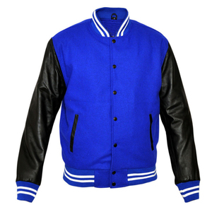 เสื้อแจ็คเก็ตเบสบอลแขนหนังวัวสำหรับผู้ชาย - Product Image 3