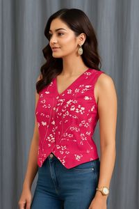 Croptop de mujer al por mayor, nuevo estampado floral elegante, ajuste perfecto para ropa informal de oficina, Tops cortos de moda para mujer - Product Image 4