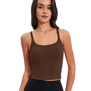 Camiseta sin mangas de yoga elástica ajustada para mujer Camiseta sin mangas personalizada de alta calidad transpirable para mujer - Product Image 3