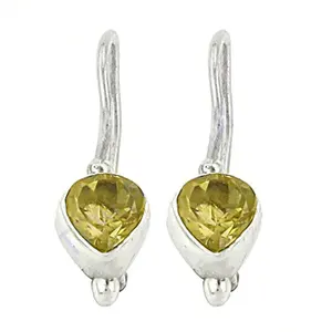 Pendientes de Oro de 18K y Plata 925 con Forma de Lágrima y Citrino, Joyería de Oro Blanco para Mujer con Diamante como Piedra Principal - Product Image 3