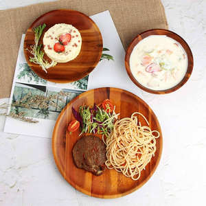 Assiettes de service rondes classiques en bois de luxe personnalisées, non toxiques, peintes à la main, vaisselle incassable pour la maison et les restaurants - Product Image 6