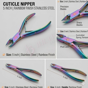Professional Cuticle Nipper 5 Inch Stainless Steel Cuticle Nipper Rainbow Finish Manicure Pedicure <b>Nail</b> <b>Tool</b> - Product Image 6
