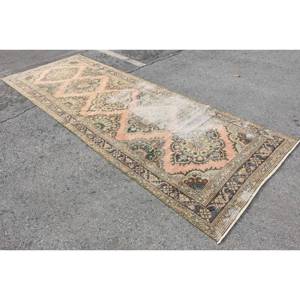 Vintage 4.5 X 12.7ft Vert Orange Tapis Turc Classique Grande Surface Rectangle Patchwork Conception Laine Matériel Latex pour Couloir - Product Image 2