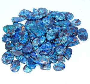 Magnifique lot en gros de cabochons en azurite naturelle, formes variées et pierres brutes fines pour la fabrication de bijoux - Product Image 6