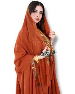 Wholesale Luxury 2-Piece Set Muslim Women Modest Simple Solid Chiffon Beaded Robe Floor-Length A-Line Built-in Bra Party Wedding - Product Image 4