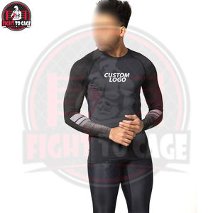 เสื้อรัดกล้ามเนื้อ MMA คุณภาพดีที่สุด ผลิตในปากีสถาน สีดำเทา แห้งเร็ว แขนยาว ผ้าโพลีเอสเตอร์/สแปนเด็กซ์/ไนลอน 220 กรัม - Product Image 5