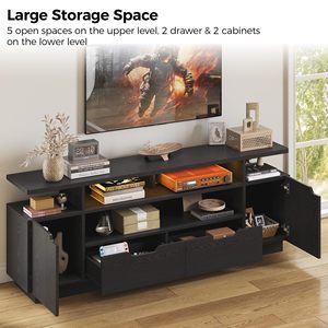 Support <span class=keywords><strong>TV</strong></span> Gaming en Fibre <span class=keywords><strong>de</strong></span> Carbone avec Éclairage LED, Grand Centre <span class=keywords><strong>de</strong></span> Divertissement <span class=keywords><strong>pour</strong></span> Téléviseur 80 <span class=keywords><strong>Pouces</strong></span>, Console Multimédia – Vente en Gros - Product Image 1