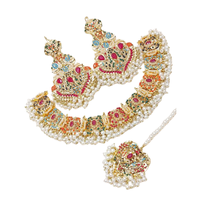 Ensemble plaqué or Nauratan, ensemble complet pour les fêtes, bijoux indiens pakistanais pour mariage, bijoux de style Bollywood indien, bijoux pakistanais
