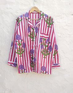 Conjunto de pijama suave indio informal, traje de noche de 100% algodón con estampado de bloques, tela tejida, ropa de noche, regalo para ella - Product Image 2