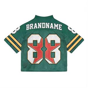 Maillot de football américain personnalisé OEM en maille, streetwear, t-shirt oversize pour fans, broderie sublimée, impression par transfert thermique - Product Image 5