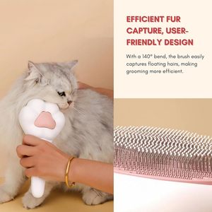 Simpatico gatto a forma di zampa con un clic con pulsante di rilascio per la rimozione dei peli in pelliccia profonda spazzola per la rimozione del pettine - Product Image 3