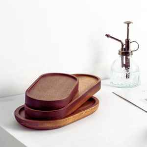 Vajilla decorativa rectangular de madera maciza Real Natural para servir fruta, plato de postre, bandeja para servir café, bandeja para servir café - Product Image 6