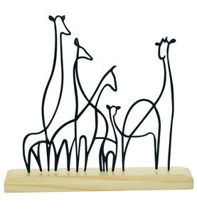 Escultura de Jirafa de Hierro y Madera para Decoración del Hogar, Decoración Moderna de Mesa, Decoración de Lujo para Habitaciones de Hotel y Restaurantes, Hecho en India, Venta al por Mayor - Product Image 3