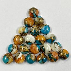 Turquesa de Cobre Natural Certificada de 8mm, Cabujones Redondos Sueltos, Piedras Preciosas de Turquesa Pulida Lisa de Fabricante - Product Image 4