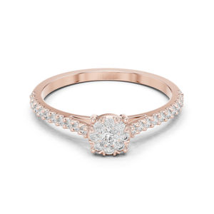 Bague en or blanc 14 carats avec diamant rond cultivé en laboratoire pour femmes |   Cadeau de fiançailles et de mariage |   Vêtements de tous les jours |   Plaqué or - Product Image 2