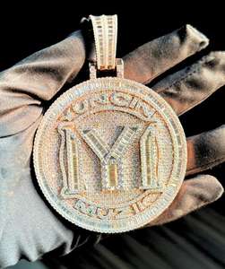 Pendentif en diamant Moissanite rond et taille baguette Style Hip Hop pendentif à breloque cadeau pour homme en argent sterling 925 - Product Image 2