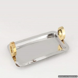 Service en verre miroir design fantaisie décoration service en gros de luxe pour les aliments plateau de service à prix raisonnable - Product Image 5