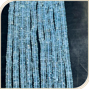 Cuentas de Topacio Azul Natural AAA, Facetadas, Forma de Neumático, Heishi, Tamaño de Hilo de 8 Pulgadas, Tamaño de Cuentas de 7 mm Aproximadamente, Topacio Azul Cielo Facetado - Product Image 2