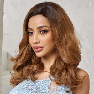 DWY 20 Inch Flax <b>Brown</b> Long Curly <b>Wig</b> with Transparent Lace Front for Women Model DWY-BL66079-1 - Product Image 3