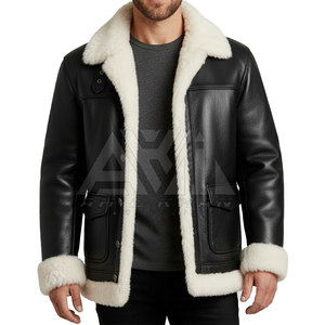 Chaqueta Bomber de Piel de Oveja para Hombre, Estilo Aviador, con Cuello de Piel, Ropa de Invierno, OEM ODM - Product Image 1