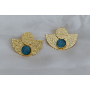 earing brass stone hoop goldplated latest <b>beautiful</b> traditional <b>beautiful</b> golden matte finishing earing for girls and women - Product Image 6