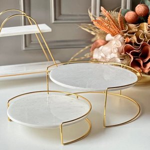 Support à gâteaux à 2 étages en aluminium de haute qualité, finition émail blanc de luxe, fait à la main, certifié CE, décoratif pour Noël - Product Image 5