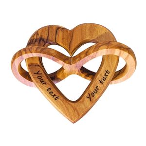 Adorno Personalizado Art Deco de Madera de Olivo con Forma de Corazón Infinito de 7.5 cm, Grabado Personalizado, Regalo de Boda, Bethlehem-Kassis Geschenkatikel - Product Image 1