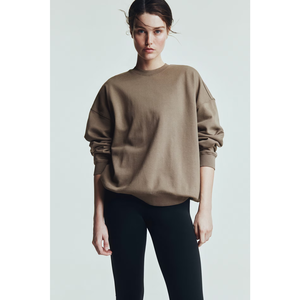 Sudadera de mujer de alta calidad de uso diario de lana personalizada de color sólido jersey de cuello simulado sudadera de gran tamaño OEM/ODM Bangladesh - Product Image 3