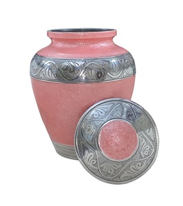 Urne de crémation adulte texturée en émail rose | Urne de crémation adulte texturée en granule | Urne commémorative adulte en cendres humaines, enterrement - Product Image 4