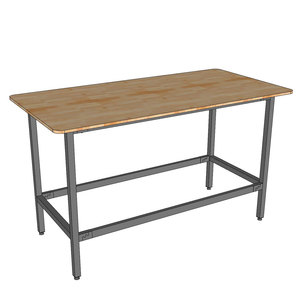 Industrial Oval Standing Conference <b>Table</b> 180x90x105cm Rubber Wood Top with Iron Legs Assembly Required HBMN39 - Product Image 6
