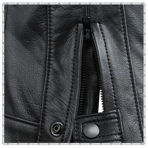 Chaqueta de moto de cuero aprobada por la CE para Hombre | Chaqueta de motorista duradera | Chaqueta de cuero para montar para todas las estaciones - Product Image 4