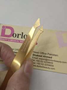 แหนบคิ้วสแตนเลสปลายแหลมชุบทองสำหรับการกำจัดขนดูแลความงาม - Product Image 3