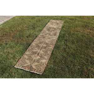 2,1x8,7 ft <b>Runner</b> Vintage Rug, Turkish Rug, Brown <b>Red</b> Striped Wool Rug - Product Image 2