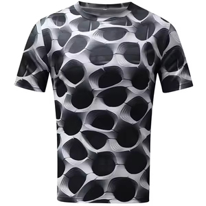 Camiseta con estampado de poliéster 100%, diseño de sublimación personalizado, transpirable, suave, informal, para exteriores, manga corta, función ligera para hombres - Product Image 1